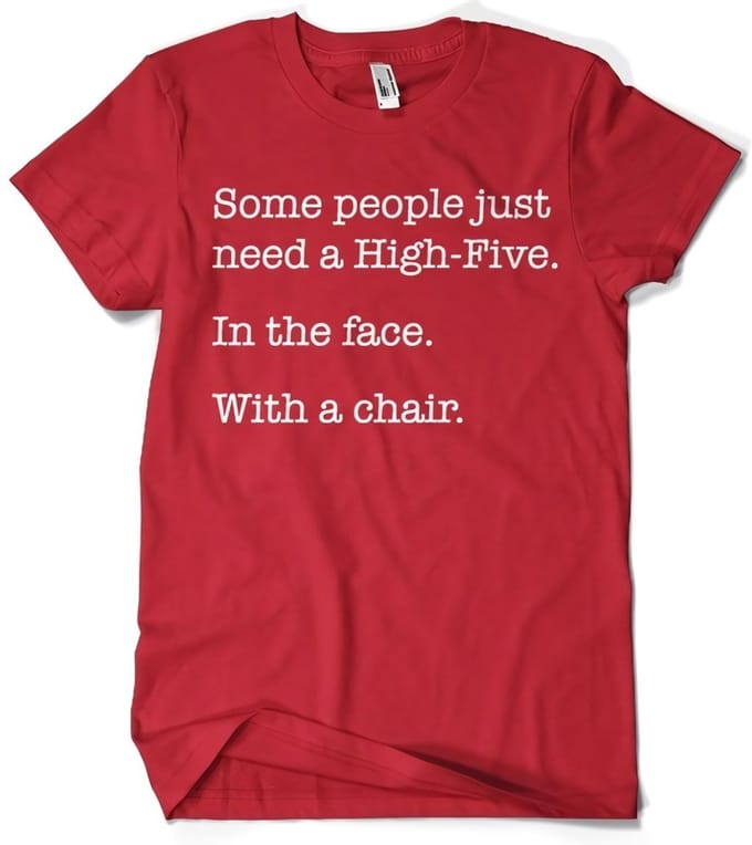 Hybris T-shirt ‘Some People Just Need A High Five’ – rood