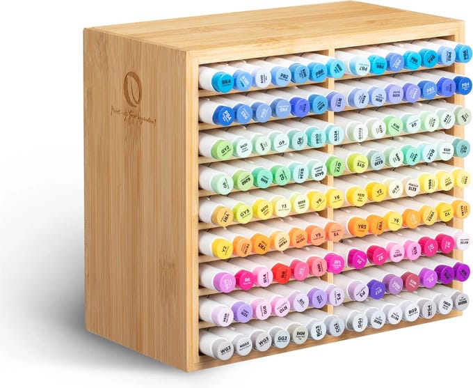 Ohuhu - Bamboo Marker Organizer - geschikt voor 126 markers (exclusief markers)
