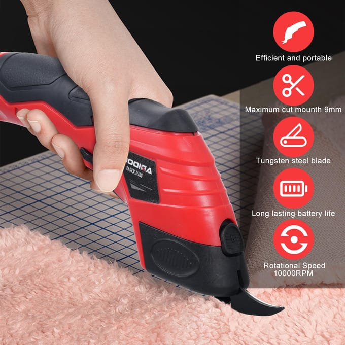 Ciseaux électriques sans fil 4,2 V avec 2 lames remplaçables en acier tungstène rechargeables with 3pcs Blade( Installed 1pcs) rouge