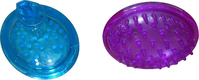 Hoofd huid borstel blauw-paars set van 2 stuks.