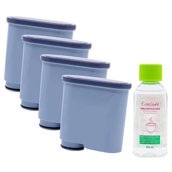 4× AquaClean waterfilter voor Philips met ontkalker