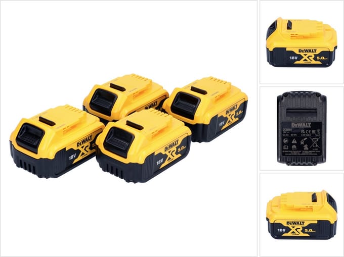 DeWalt DCB 184 P4 accupack 18 V 5,0 Ah / 5000 mAh 4 stuks XR Li-Ion accu - met laadindicator