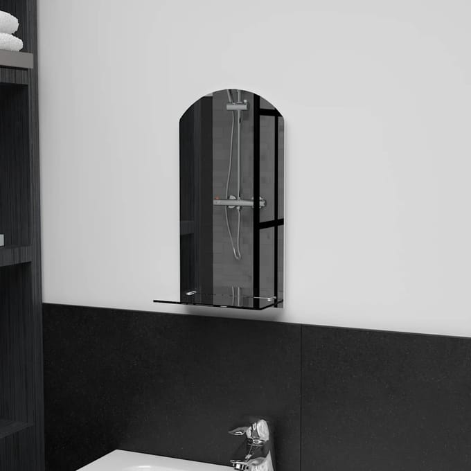 vidaXL - Wandspiegel - met - schap - 20x40 - cm - gehard - glas