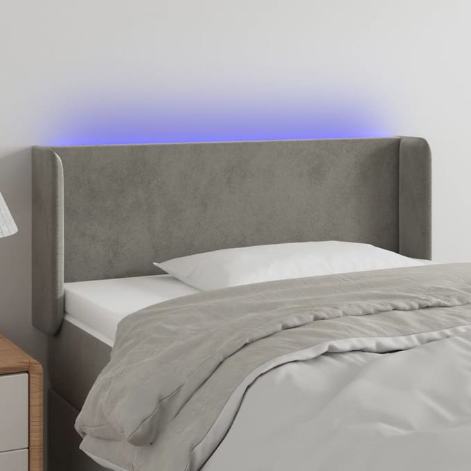 vidaXL - Hoofdbord - LED - 103x16x78/88 - cm - fluweel - lichtgrijs