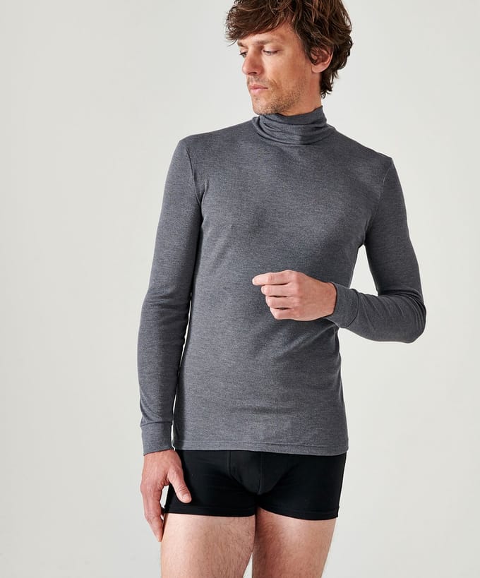 Damart - Thermolactyl ondershirt met col - Heren - Grijs - (86-93) S