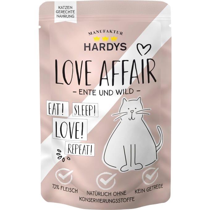 12x100g Eend & Wild Hardys LOVE AFFAIR natvoer voor katten