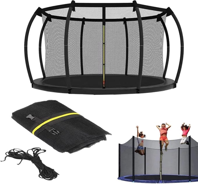 Trampoline Net - Veiligheidsnet Omheining - Veilig Springplezier - Weerbestendig Nylon - 305 cm - Zwart