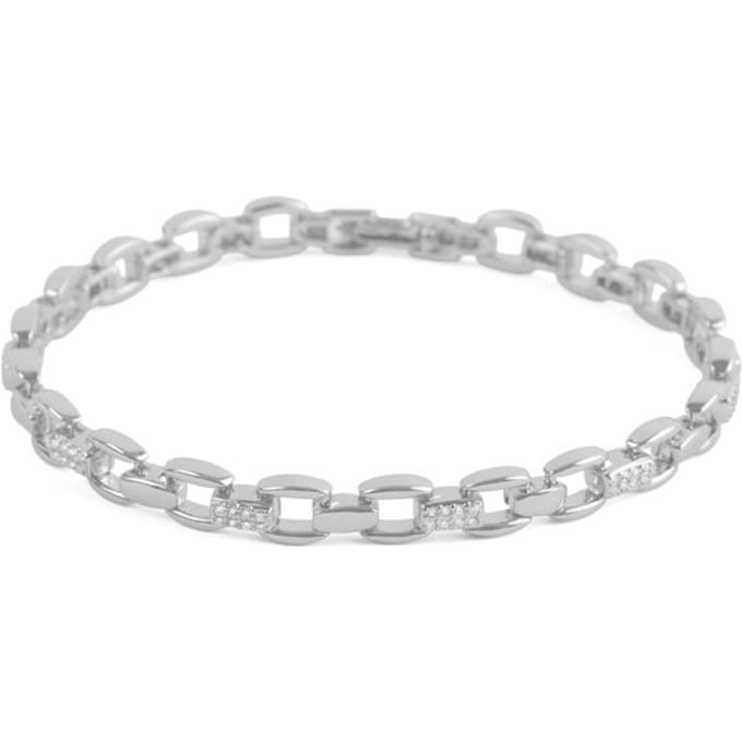 Armband - LUXENTER - Yaris - Schitterende Zirkonia - Rhodium afwerking - Lengte 18 cm white