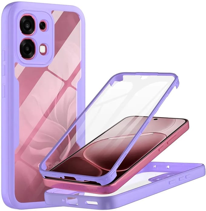 Hoesje geschikt voor Oppo A6 Pro - Techsuit ColorVerse 360 Case met Screenprotector - Paars