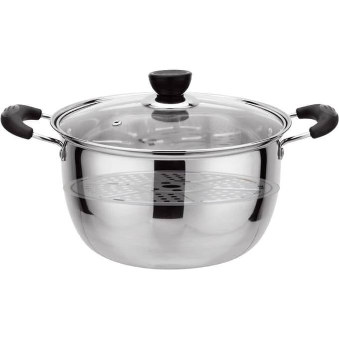Soeppan met Stoominzet Roestvrij Staal Koken Mini Stoompan Multifunctioneel Kookgerei gray