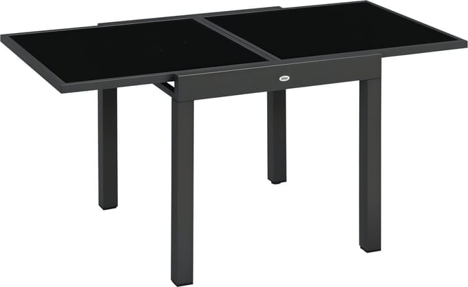 Outsunny uitschuifbare eettafel voor buiten - Aluminium - 160x80x75cm - Grijs, Zwart