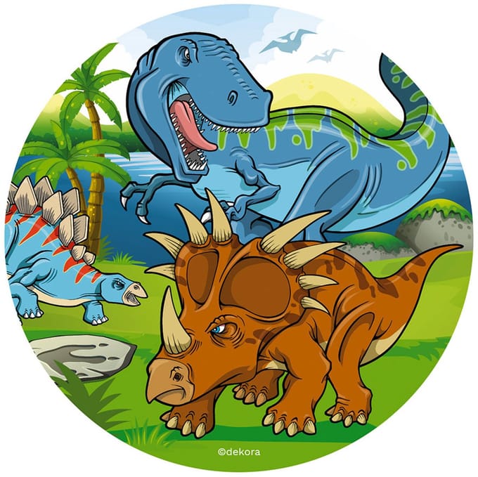 DEKORA - Eetbare oblaten schijf dinosaurussen 20 cm voor taart