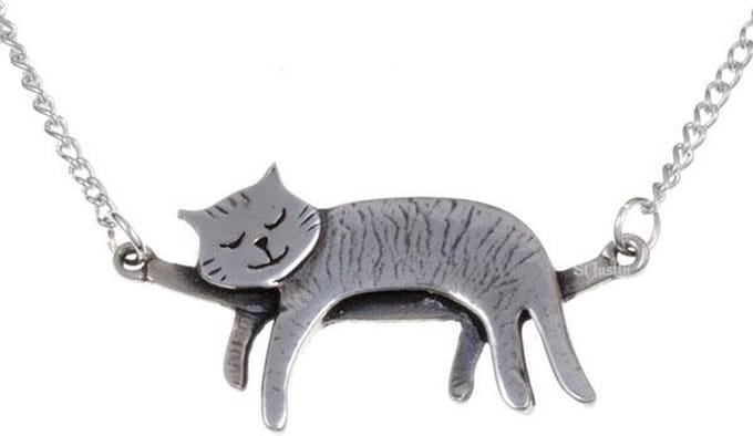 St Juistin kat ketting ,Slapende kat Hanger (PN653)