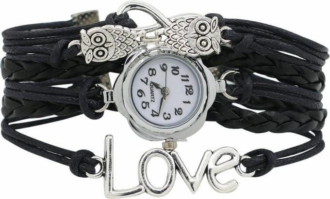 Fako - Armband Horloge - Multi Infinity Uiltjes Love - Zwart