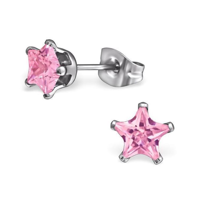 Montebello Oorbellen Baya Pink - 316L Staal - Ster - ∅6mm