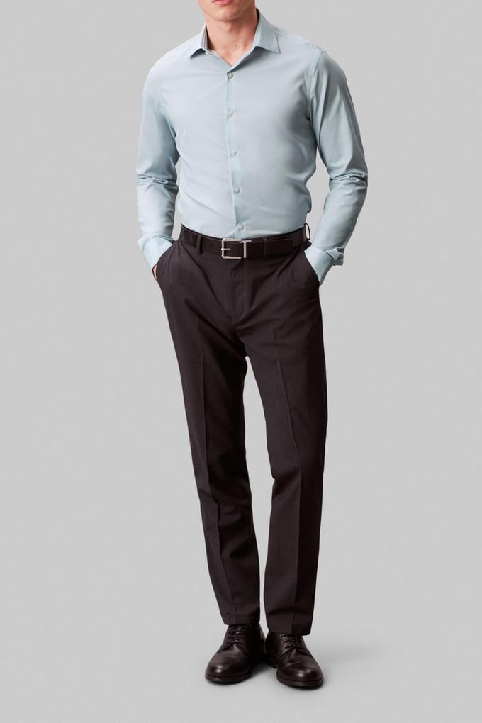 Calvin Klein Slim Active Perf Shirt Glacier Blue Größe: 41 | Business hemden Outlet | Herren | Blau