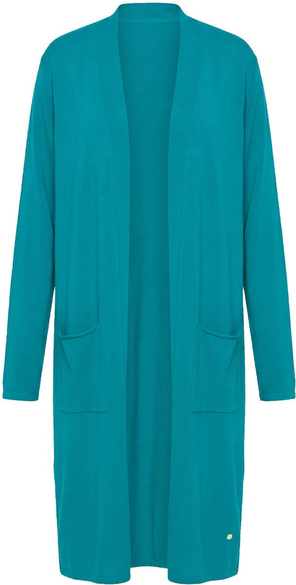 Ulla Popken - Dames - Lang vest opstaande kraag open model - Smaragd - Maat 46+