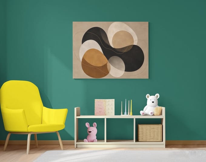 Modern Canvas Schilderij Abstracte Vormen – Kunst - Wanddecoratie 100x75 cm