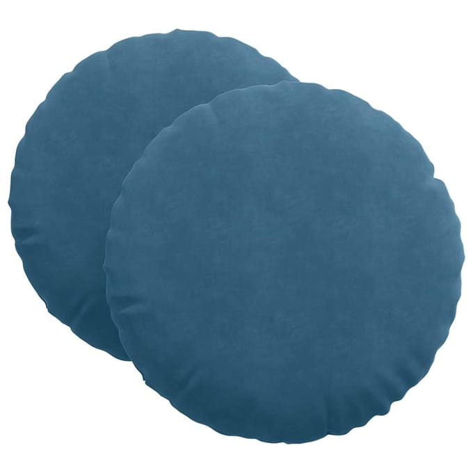 vidaXL - Zitkussens - 2 - st - Fluweel - Blauw - Ø60 - x - 21 - cm