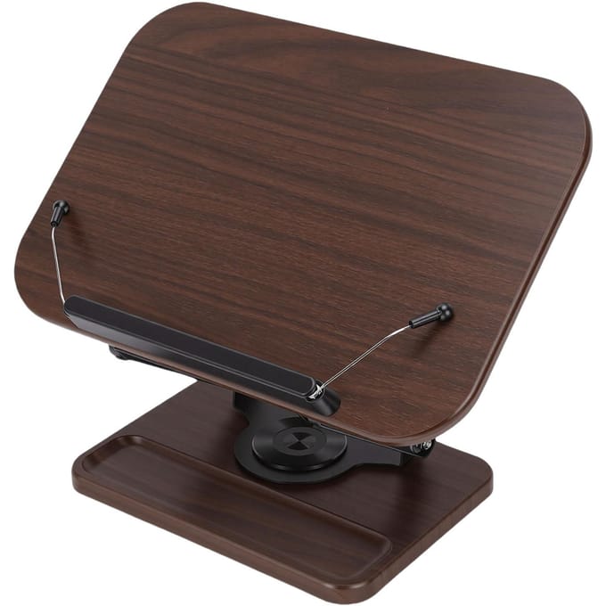 Support de livre multifonctionnel Pliable Support d'affichage de lecture avec base rotative à 360 degrés Emplacement pour stylo Clips élastiques pour pages black