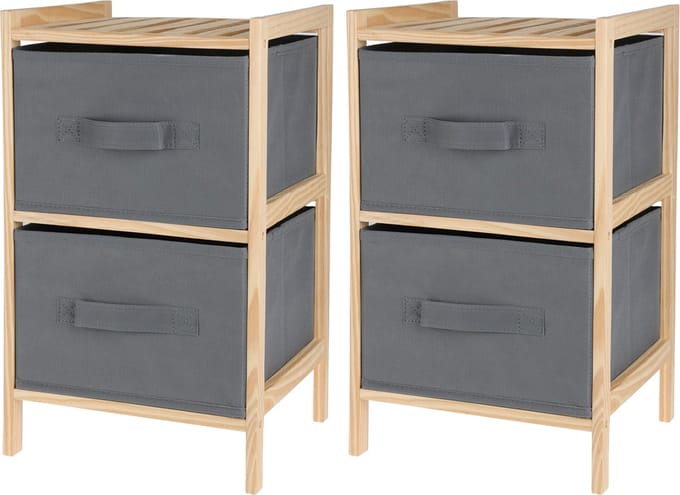 Badkamerkastje/opbergkastje - 2st - 2-laags - 28 x 25 x 46 cm - hout