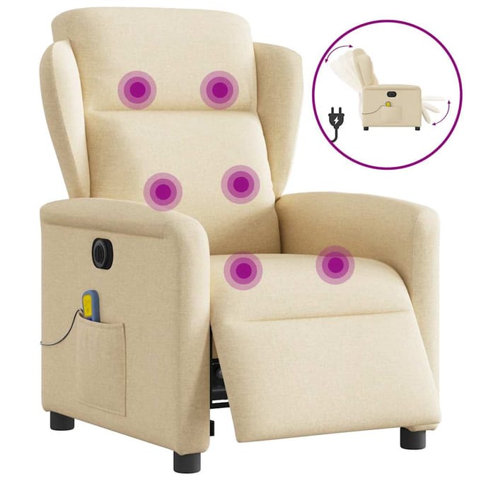 vidaXL - Massagestoel - elektrisch - verstelbaar - stof - crèmekleurig