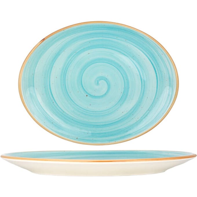 Bonna Serveerschaal - Aqua - Porselein - 36x28 cm - set van 2