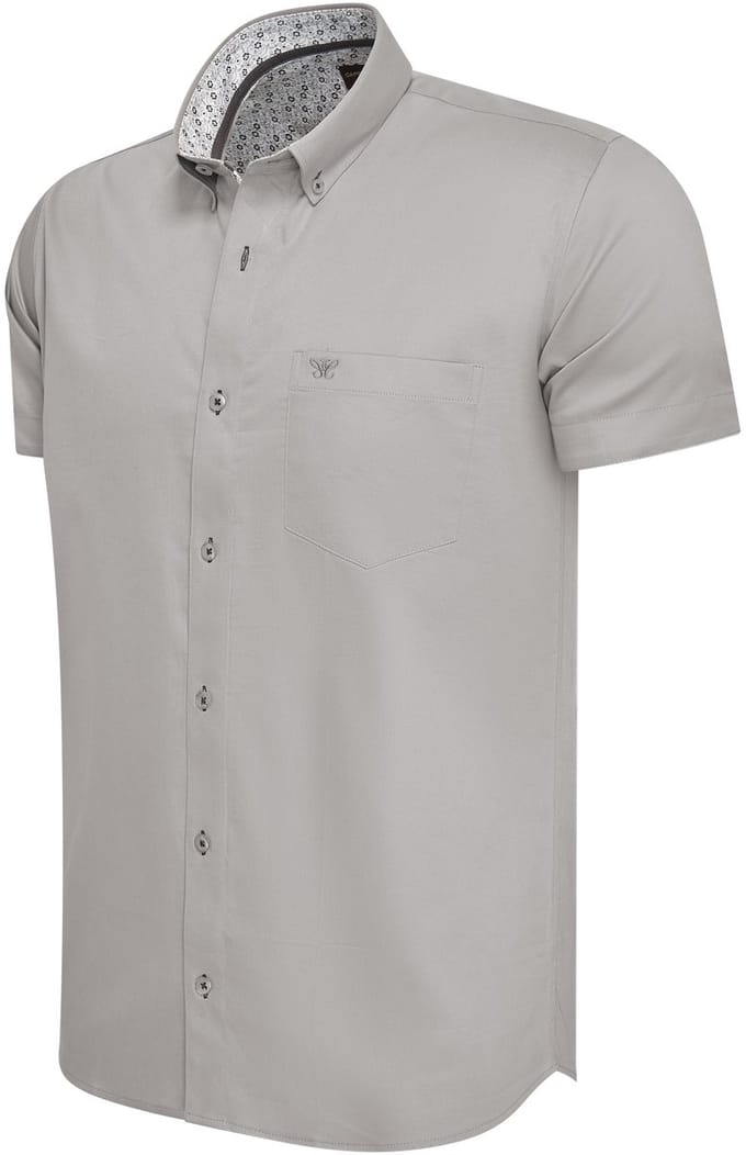 Cappuccino Italia - Heren Overhemden Toscana Stretch - Grijs - Maat S