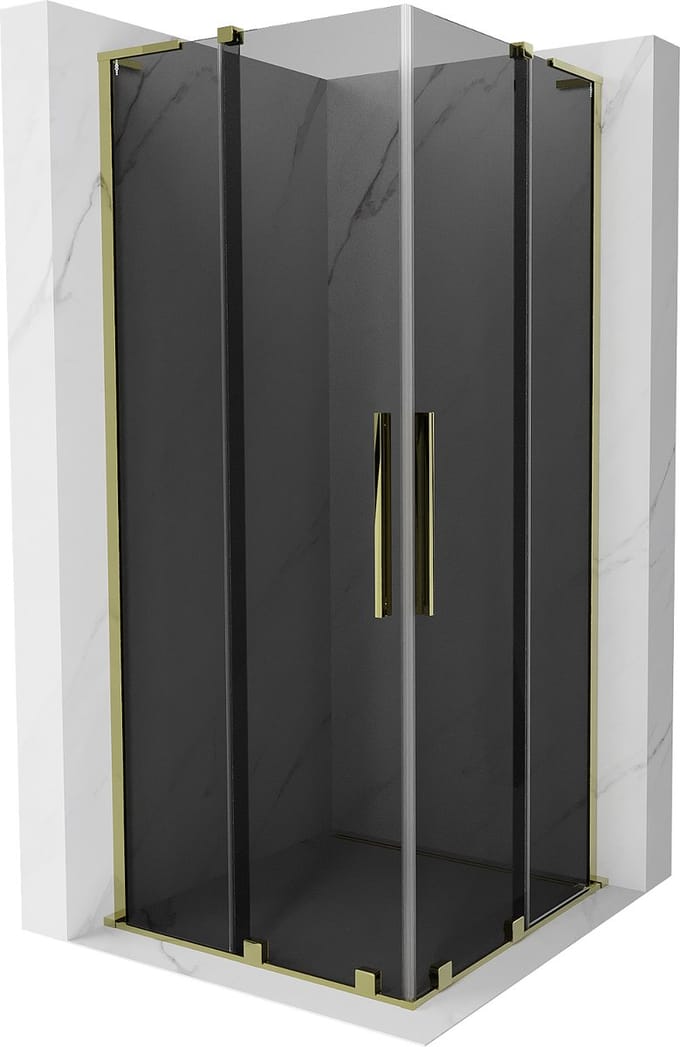 Mexen Velar L Duo schuifdouchecabine 80 x 80 , grafiet, goud - 871-080-080-02-43-50