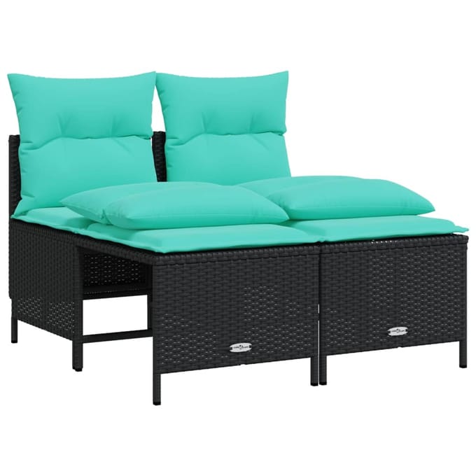 vidaXL - 4-delige - tuinbankset - met - kussens, - zwart - polyrotan
