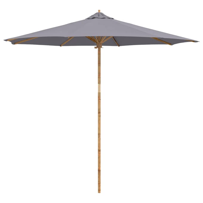 vidaXL - Tuinparasol - Rond - Ø - 270 - x - 260 - cm - Bamboe - Donkergrijs