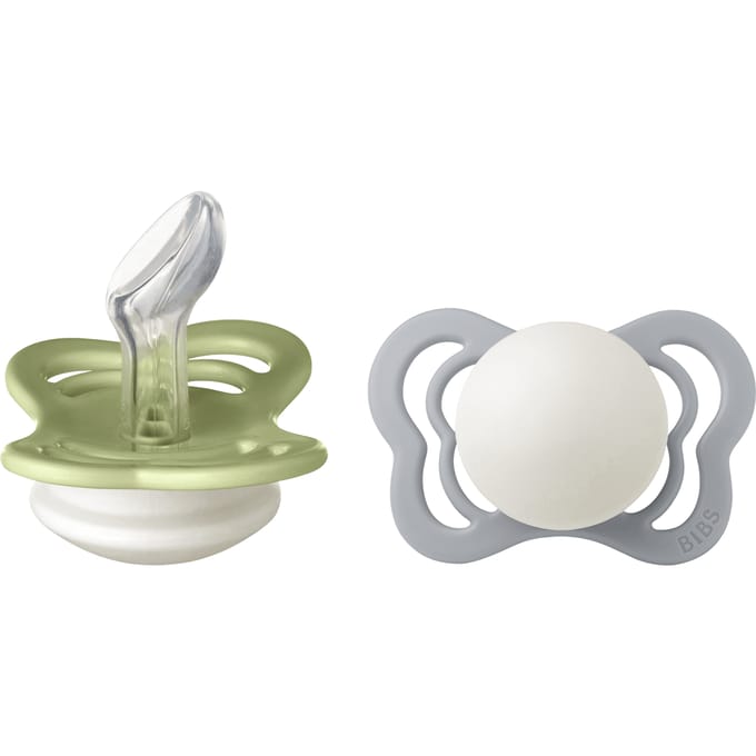BIBS Couture 2 Pack Silicone Grootte 1 Sage Glow/Cloud Glow 2 st