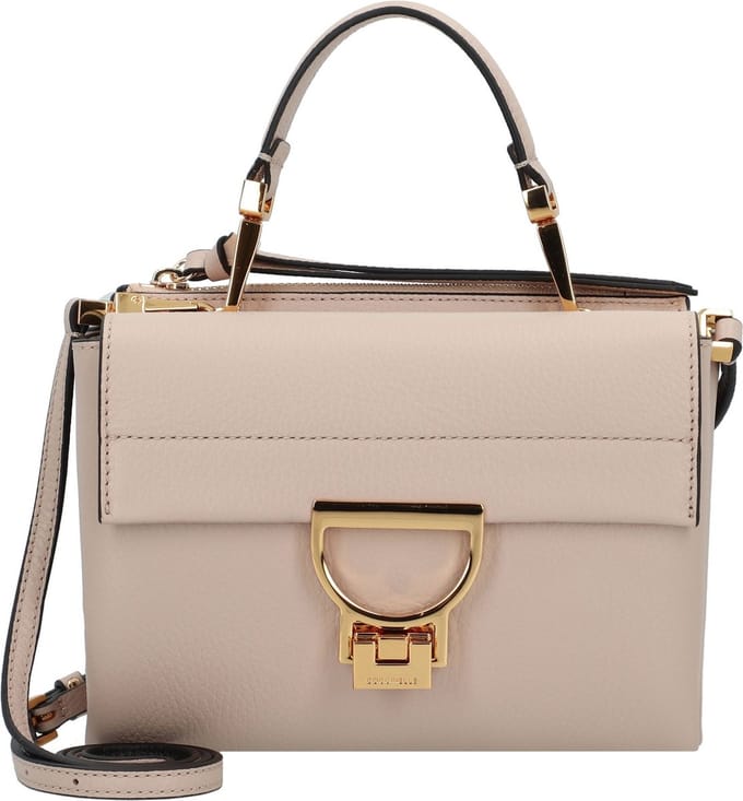 COCCINELLE Leren schoudertas avondtas Arlettis Handbag Grainy Leather Rosette Taupe
