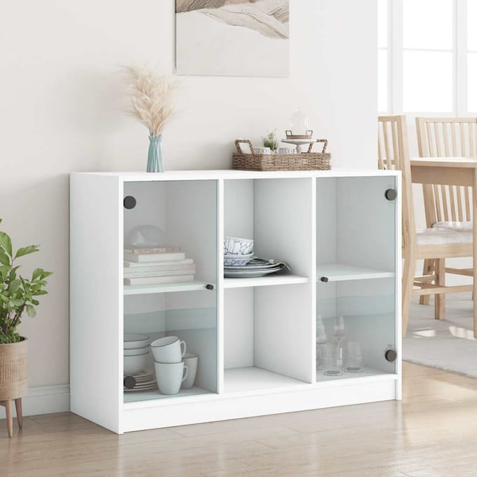 vidaXL - Dressoir - 102x37x75,5 - cm - bewerkt - hout - wit