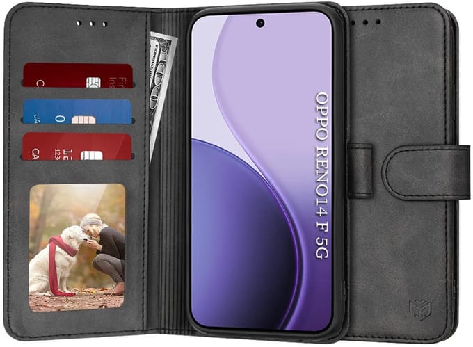 Hoesje geschikt voor Oppo Reno14 F/FS - Techsuit Diary Book Wallet Case - Zwart