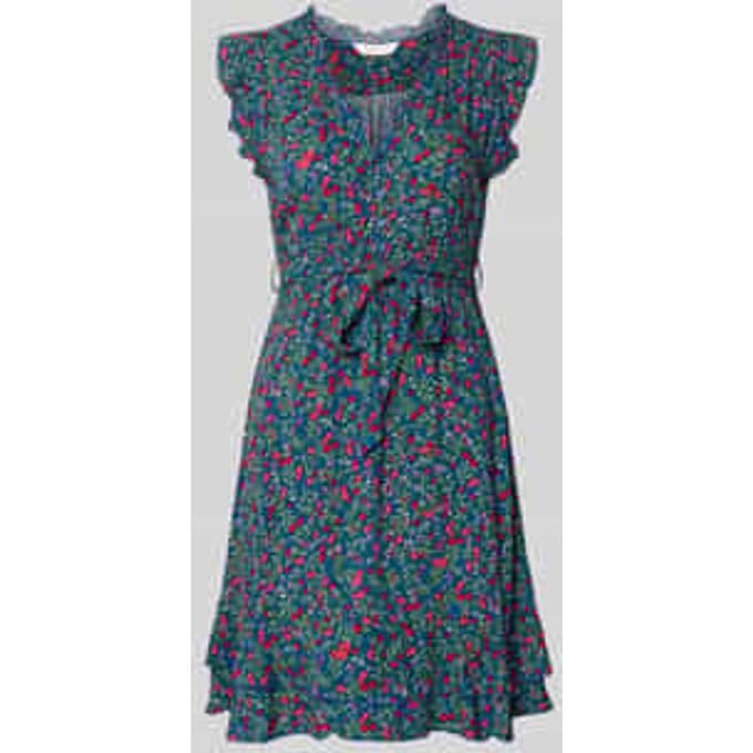Mini-jurk met bloemenprint en ruches