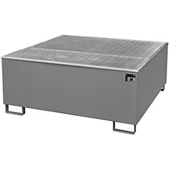 BAUER AW 1000/PE opvangbak met rooster, 1000 l IBC, B 1475 x D 1475 x H 625 mm, grijs