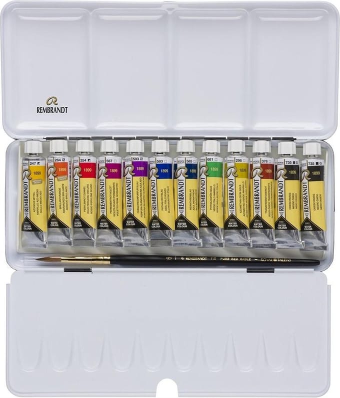 Rembrandt water colour box 12 10mL tubes - oxide black mixing