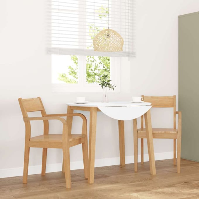 vidaXL - Eetkamerstoelen - 2 - st - massief - hout - naturel - rubber