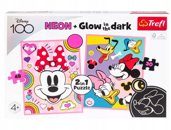 Trefl Disney Minnie Mouse Puzzel 2-in-1 30+48 Stukjes - Glow in the Dark