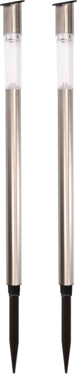 2x lumineo solar prikspot/tuinspot - rvs - h57 cm - zonne-energie