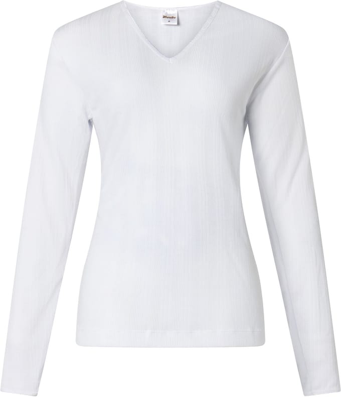 Lunatex - dames thermo T-shirt - lange mouw - 50% polyester en 50% modal - wit - maat S