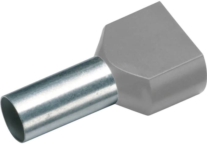 Cimco 187704 Dubbele adereindhulzen 0.75 mm² Deels geïsoleerd Grijs 100 stuk(s)