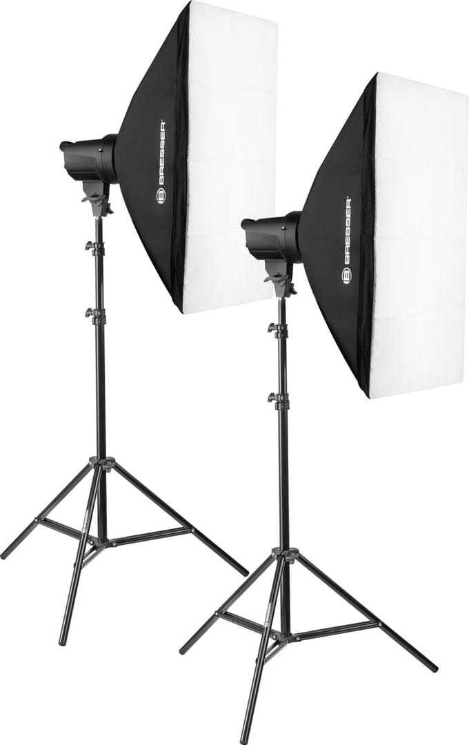 Bresser BRT-200B Studio Flitsset – 2x 200Ws Flitsers – Softboxen & Statief – Compacte Studioverlichting voor Portret & Productfotografie