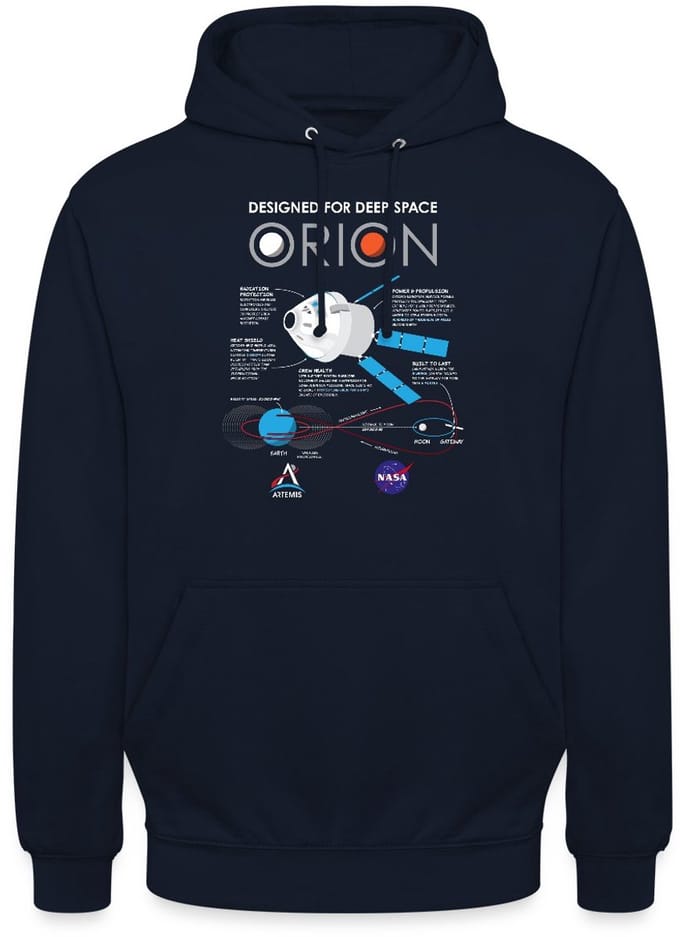 NASA Ontwerpkenmerken van het Orion-ruimtevaartuig Hoodie Unisex