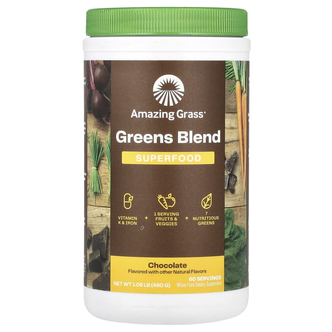 Amazing Grass, Mélange de Superaliments Greens, Saveur Chocolat, 1,06 oz (480 g)