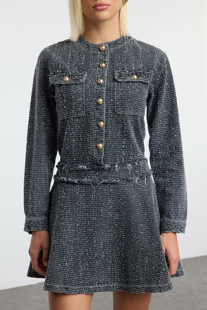 Dames mini-jurk met textuur, lange stijl/avondjurk, normale stijl