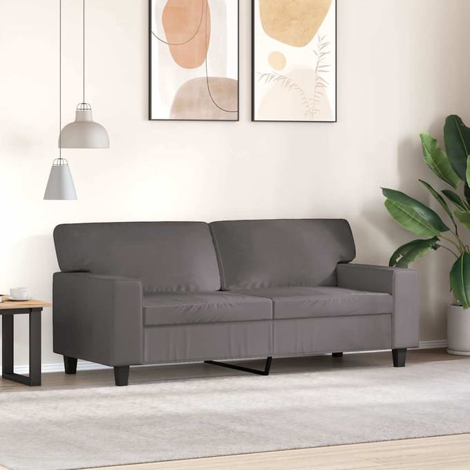 vidaXL - Tweezitsbank - 140 - cm - kunstleer - grijs