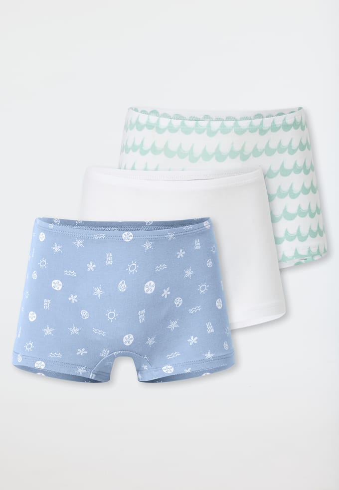 Shorts, set van 3, golven en schelpen, meerkleurig - 95/5 104