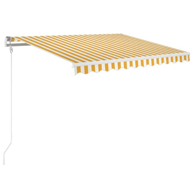 vidaXL - Luifel - automatisch - uittrekbaar - 350x250 - cm - geel - en - wit